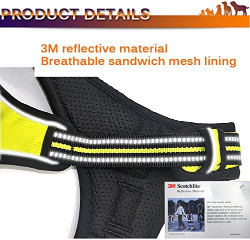 OLizee® New No Pull Dog Harness Outdoor Adventure Reflective Markings Pet Vest with Handle Adjustable Protective Nylon Walking Pet Harness Variety of Sizes and Colors,Orange XL