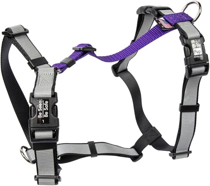 No Pull Harness with Fully Customizable Fitment for XL Dogs - 3M Reflective Heavy Duty Harness for Walking & Training - No Choke Comfortable Collar Design, Made in USA XL-Purple