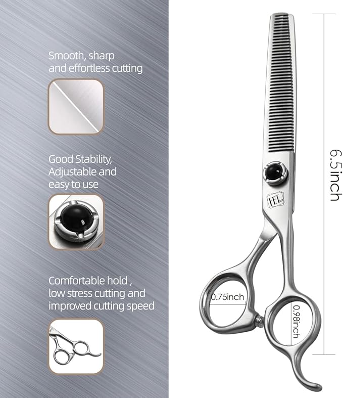 Dog Grooming Scissors: 6.5 inch Pet Blender Shears Made Of Japanese 9CR Advanced Stainless Steel Professional Grooming Scissors for Dogs Cats and Other Pets