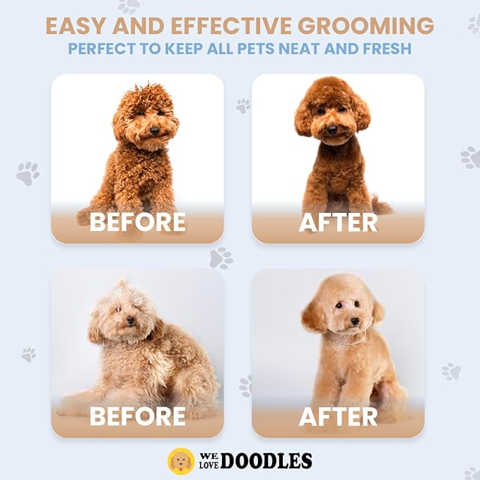 We Love Doodles Dog Cleaning Gloves Wipes - Pet Bathing Wipes for Dogs, Paws, Face, Body, Ears - Safe, Easy & Effective - Individually Packaged, Rinse-Free, Double-Sided, Alcohol-Free 12 PCS