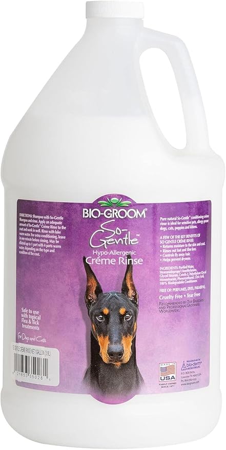 Bio-Groom So-Gentle Hypoallergenic Dog Conditioner – Tearless, Cat & Dog Bathing Supplies, Puppy Wash for Gentle Skin, Cruelty-Free, Made in USA, Tear-Free Dog Products – 1 Gallon