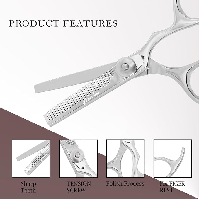 Professional Dog Grooming Scissor,5'' Inch Thinning Shears,Pet Thinning Scissors,Dog Cat Pet Grooming Scissor Pet Thinning Texturizing Shears Safety Noiseless Blunt Tip Trimming Scissor [Polish]