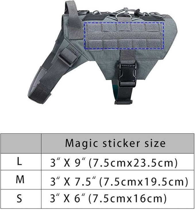 EXCELLENT ELITE SPANKER Dog Harness Tactical Military Dog Harness Adjustable No-Pull Dog Harness Training Hunting Dog Tactical Vest with Handle(Gry-S)