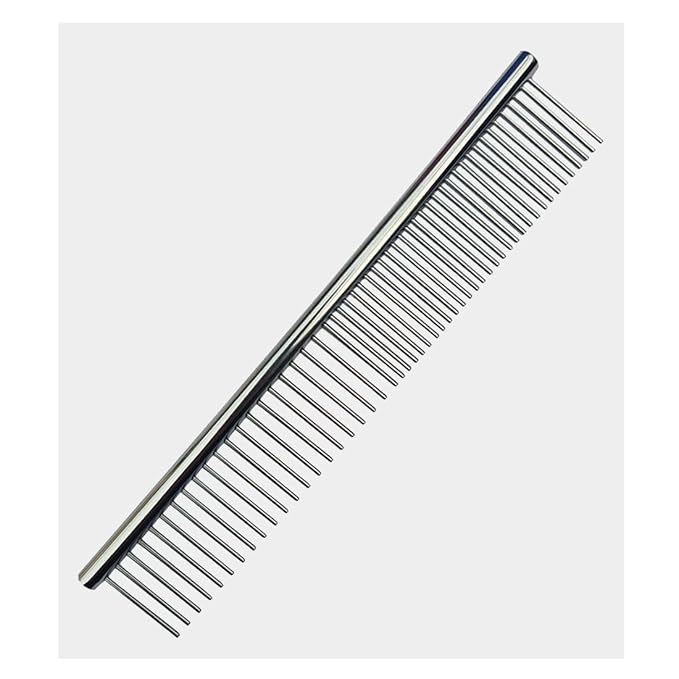 Metal Dog Combs for Grooming Small Dogs, Cats and Pets, Dematting, Detangling, Removing Shedding Hair & Knots, Pet Grooming Tool, Stainless Steel, 7.4-Inch