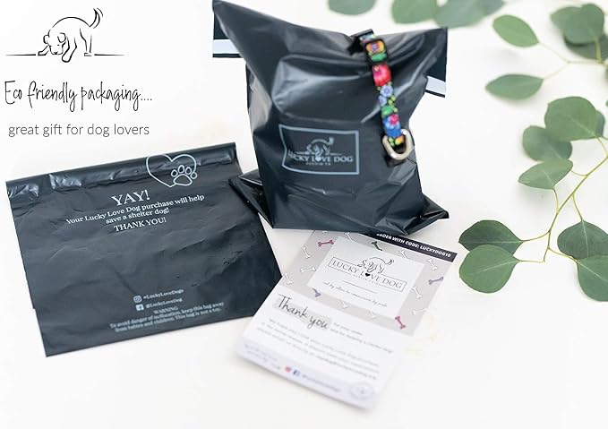 Lucky Love Dog, Adjustable Fun Style Martingale Collar for Dogs, Comfy & Bright Color, Premium No Slip Dog Collar - (Large, SOCO Mart - Combo)