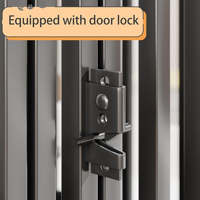 Steel Tube Heavy Large Dog Crate with Mat Base, 55" L x 32" H Dog Crates for Medium Large Dogs, Big Dog Cage, Dog Kennel, Puppy Dog Playpen with Top, Pet Cage, Indoor, Black2