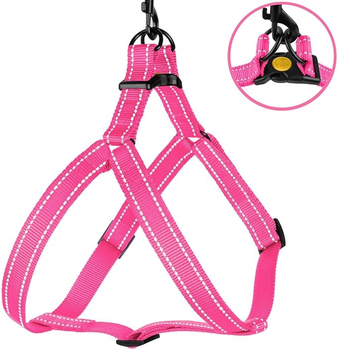 CollarDirect Reflective Dog Harness Step in Small Medium Large for Outdoor Walking, Comfort Adjustable Harnesses for Dogs Puppy Pink Black Red Purple Mint Green Orange Blue (Small, Pink)