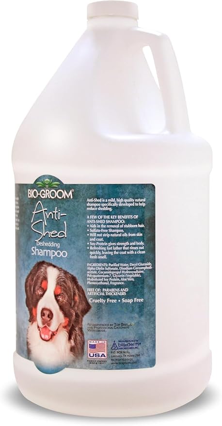 Bio-Groom Anti-Shed Deshedding Dog Shampoo - Odor Eliminating, Anti-Shedding, Dog Bathing Supplies, Puppy Wash, Cat & Dog Grooming Supplies, Cruelty-Free, Made in USA, Dog Products - 1 Gallon