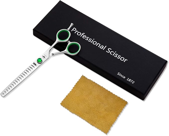 PURPLEBIRD 7 Inch Straight Dog Grooming Scissors Professional Pet Chunker Shears Safety Noiseless Blunt Tip Trimming Shearing for Dogs Cats Japanese Stainless Steel Silver