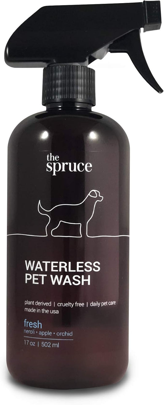 The Spruce Waterless Pet Wash, No Rinse Moisturizing Shampoo for Pets - Daily Pet Care - Cleaning, Cleansing, and Conditioning for Dogs, Puppies, and Cats - Fresh, 17oz