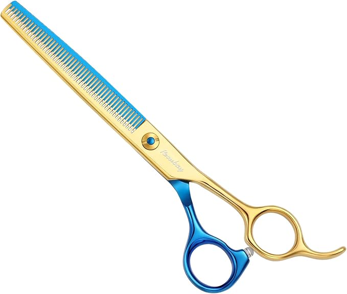 Dog Cat Scissors for Grooming, Pet Shears for Thick Coats and Matted Hair, Thinner Curved Straight Chunker Stainless Steel Shears
