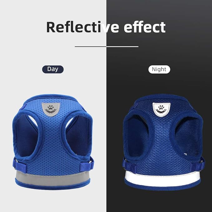 Cat Harnesses for Small Dogs - Cat Harnesses and Leashes for Walking, Adjustable Reflective Step in Dog Harness for Small Dog and Cat(Blue, S (11.8” – 13.3”)
