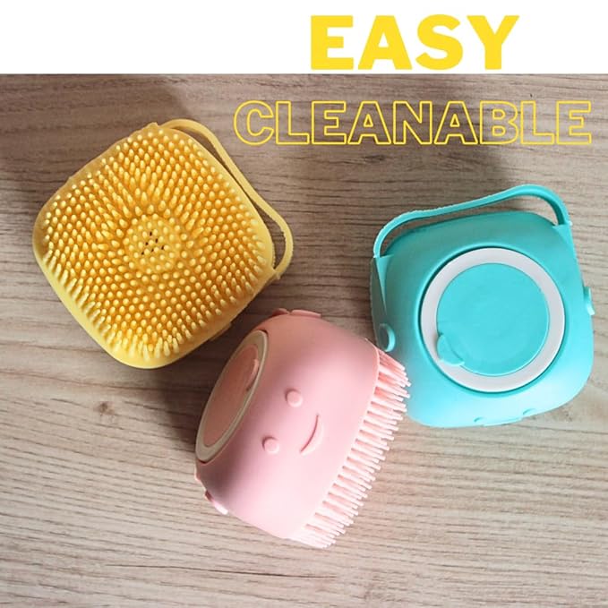 Silicone Pet Grooming Brush with Shampoo Dispenser - Dog, Cat, and Puppy Massage Brush for Bath Time