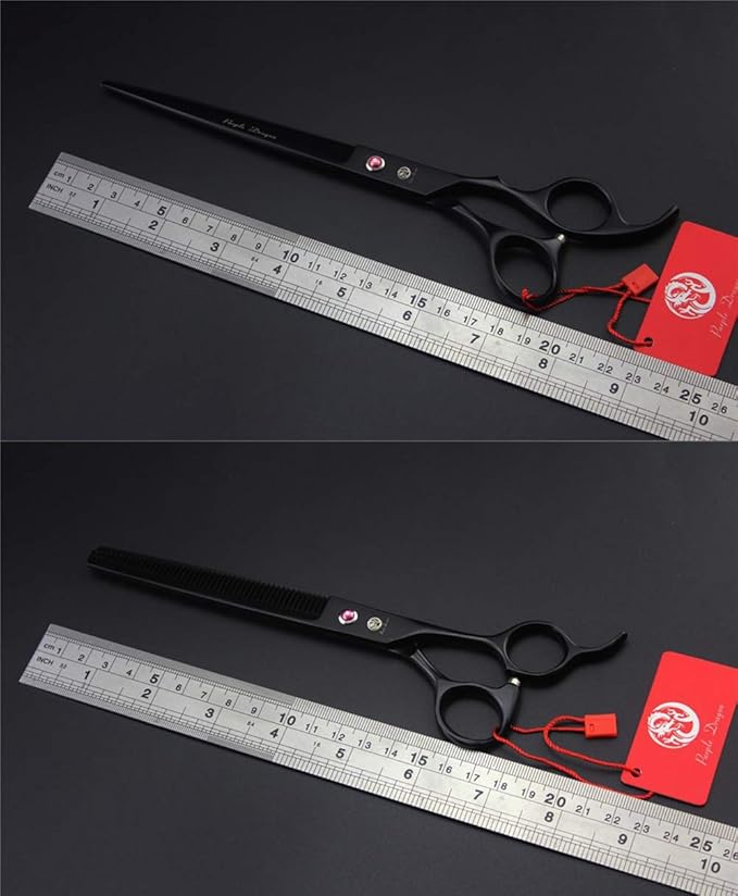 Purple Dragon 8 Inch Professional Pet Grooming Scissors Sets Dog Grooming Shear 1 Pc STRAIHT & 1 PcTHINNING & 2 Pcs Curved Scissors