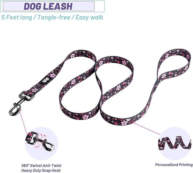QQPETS Dog Harness Leash Set Adjustable Heavy Duty No Pull Halter Harnesses for Small Medium Large Breed Dogs Back Clip Anti-Twist Perfect for Walking