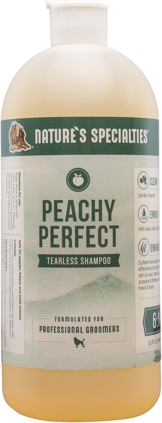 Nature's Specialties Peachy Perfect Ultra ConcentratedDog Shampoo for Pets, Makes up to 1.5 Gallons, Natural Choice for Professional Groomers, Gentle on Skin & Coat, Made in USA, 32 oz