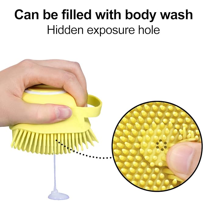 Bath Brush Silicone, Massage Soft Brush Dog Cats, Pet Massage Brush Bubble Body Brush-Pink