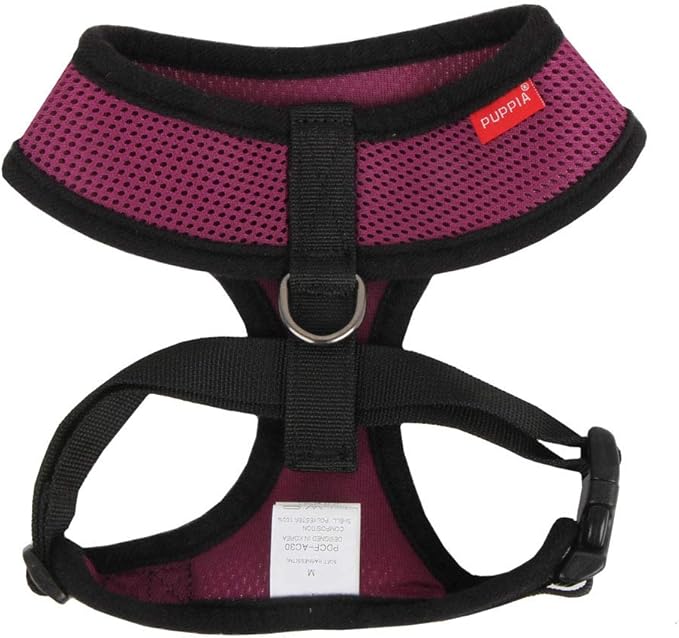 Puppia Soft Dog Harness No Choke Over-The-Head Triple Layered Breathable Mesh Adjustable Chest Belt and Quick-Release Buckle, Purple, Large