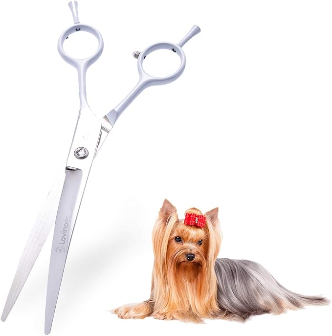 LovinPet Dog Grooming Scissors/6CR grooming Scissors for Dogs/curved Scissors for Dog Grooming/dog Scissors Grooming/left/right-handed Safety Blunt-tip Dog Scissors for Grooming Eyes for Dogs And Cats