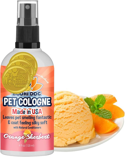 Bodhi Dog Natural Dog Cologne (Orange Sherbert) - Premium Scented Deodorizing Pet Perfume with Conditioner for Dogs & Cats - Keeps Pets Fresh & Clean - Gentle and Safe Formula, Made in USA (4 Fl Oz)