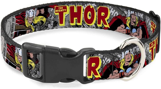 Dog Collar Plastic Clip The Mighty Thor Action Poses 9 to 15 Inches 0.5 Inch Wide