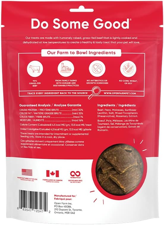 Open Farm Dehydrated Beef Dog Treats 4.5 Ounces