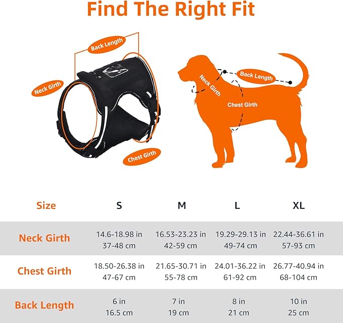 Amazon Basics No Pull Dog Harness, Adjustable Front Clip, Tactical Vest, Medium, Black