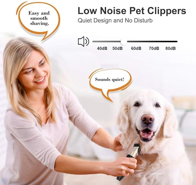 Power Display Dog Clippers Cordless Dog Grooming Kit Professional Horse Clippers Detachable Blade with 4 Comb Guides, Low Noise Pet Clippers Rechargeable Pet Grooming Tools for Dogs Cats Pets