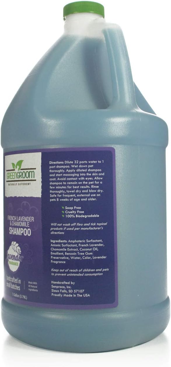 Green Groom French Lavender & Chamomile Aromatherapy Dog Shampoo, 1 Gallon - Soothing and Calming, Chamomile Infused, Natural Ingredients, Professional Grooming Grade, Deodorizing
