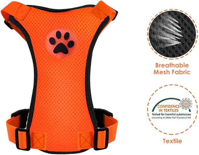 SlowTon Dog Seat Belt Harness for Car, Dog Car Harness Adjustable Mesh Breathable & Dog Seatbelt Safety Tether with Elastic Bungee for Small Medium Large Pets