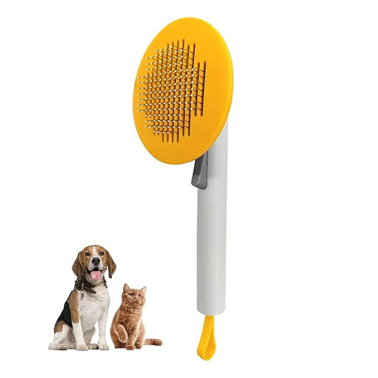 Dog & Cat Brush with Release Button,Cat brushes for indoor cats,Cat & dog brush for shedding,Slicker brush for dogs & cats,Cat grooming brush,Pet hair removal tool,Dog brush for short haired dog