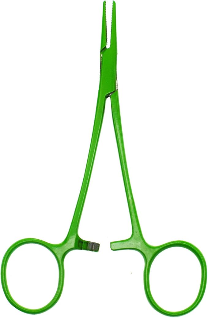 Pet Colourful Stainless Steel Hemostat Hemostatic Forcep,Pet Ear Hair Pull Forcep,Bend Head and Straight Head kit (Green)