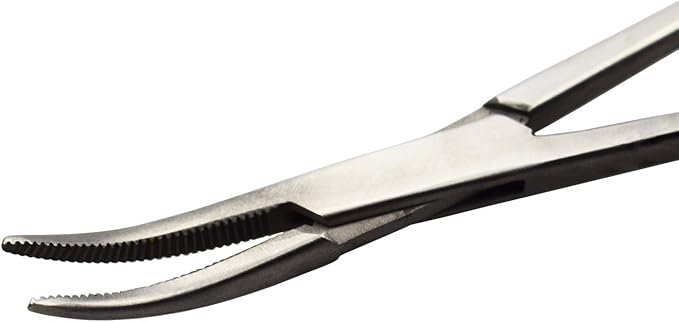 Professional Stainless Steel Pets Dogs Cats Hemostat Forceps Scissors Ear Hair Clamp Pulling Shears Plier Pet Dog Trimmer Accessories Curved Silver