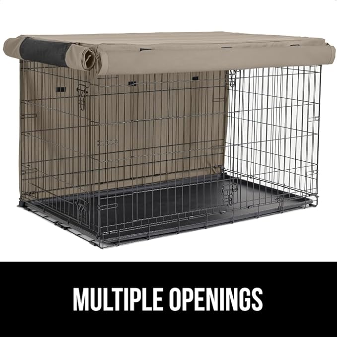GORILLA GRIP Dog Crate Covers Compatible with Amazon Basics Dog Crates, All Sides Open, Privacy Cover Fits 48" Wire Kennel, Breathable Mesh Windows, Light Reducing Puppy Training Cage Topper, Taupe