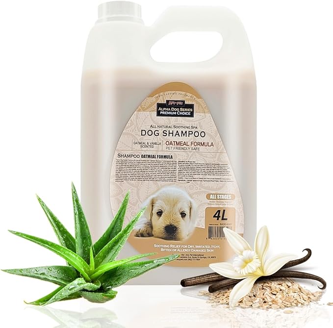 Alpha Dog Series Natural Dog Shampoo and Conditioner with Aloe Vera, pH Balanced Oatmeal Shampoo for Dogs, Tear-Free Dog Shampoo Oatmeal for Sensitive Skin, OatmealDog Shampoo 1 Gallon