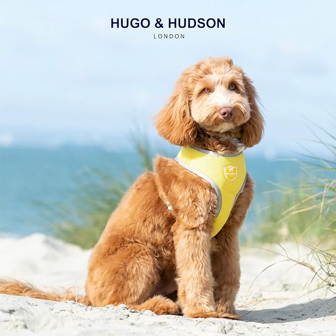 HUGO & HUDSON Dog Harness No-Pull Pet Harness Adjustable Quick Dry Mesh Padded Vest, Yellow, M