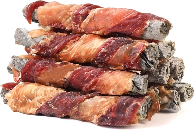 Dog Treats, Chicken Duck Wrapped Cod Skin Sticks Rawhide-Free Grain-Free Dog Chewy Treats for Dog Healthy Teeth and Coat Training Treats for Small Medium Large Dog 9-10 Counts
