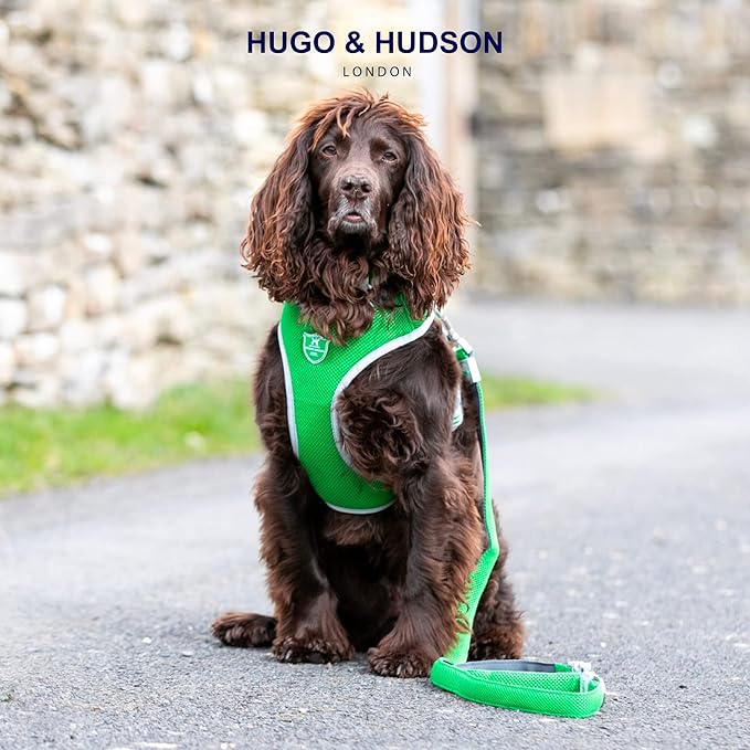 HUGO & HUDSON Dog Harness No-Pull Pet Harness Adjustable Quick Dry Mesh Padded Vest, Green, XS
