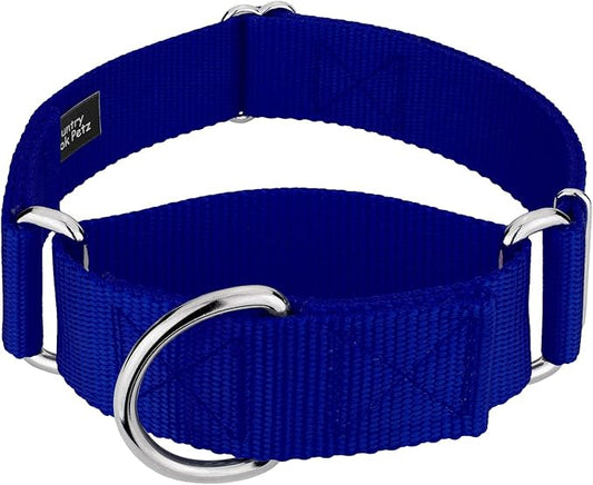 Country Brook Petz 1 1/2 Inch Martingale Heavy Duty Nylon Adjustable Dog Collar for Small, Medium, Large Breeds - Vibrant 17 Color Selection (Royal Blue, Large)