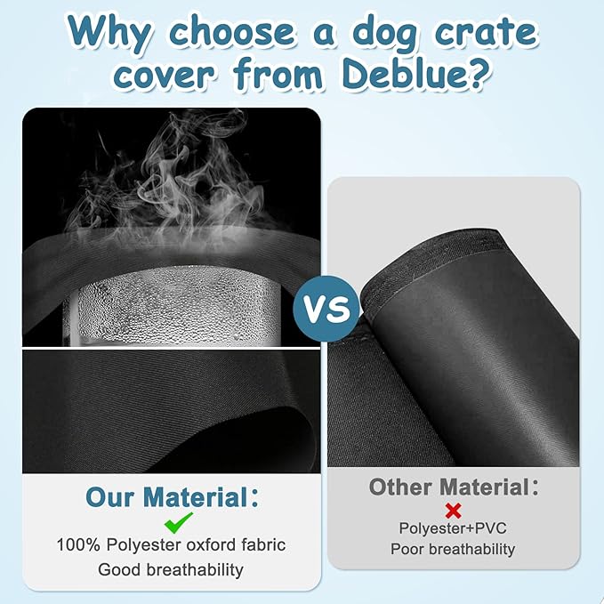 Deblue 42" Dog Crate Cover, Breathable Dog Kennel Cover for Large Wire Crate, Lightweight Polyester Pet Kennel Covers for Indoor Protection - (42 inches, Black)
