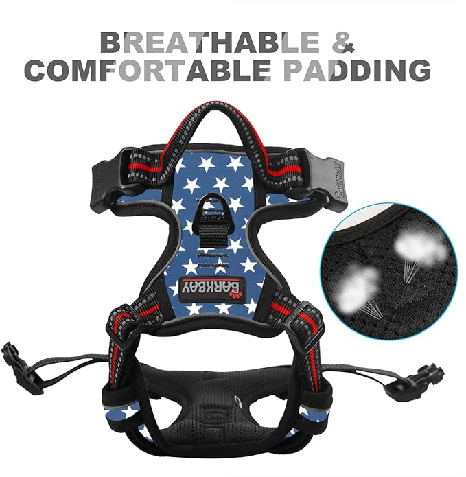 BARKBAY No Pull Dog Harness Front Clip Heavy Duty Reflective Easy Control Handle for Large Dog Walking(Star,L)
