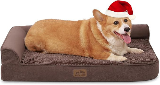 Orthopedic Dog Bed for Medium Dogs,Waterproof Dog Sofa Beds Medium, Supportive Foam Pet Couch Bed with Removable Washable Cover,Waterproof Lining and Nonskid Bottom,Brown(M,36" L x 27" W x 7.5" Th)