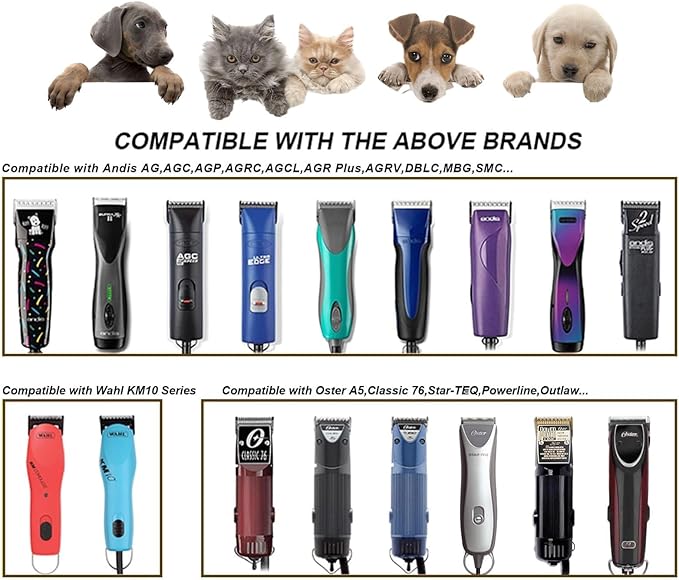 4FC Blades Dog Grooming Blades Compatible with Andis/Oster A5/Wahl KM-10 Series Dog Clippers,Detachable Clipper Replacement Blade,Black(4FC/2PCS)