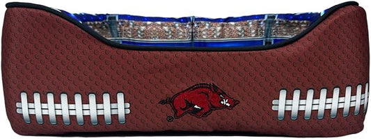 NCAA Arkansas Razorbacks Stadium Dog Bed, Pet Pillow Bed for Dogs, Sporty Football Dog Bed and Lounge Cushion