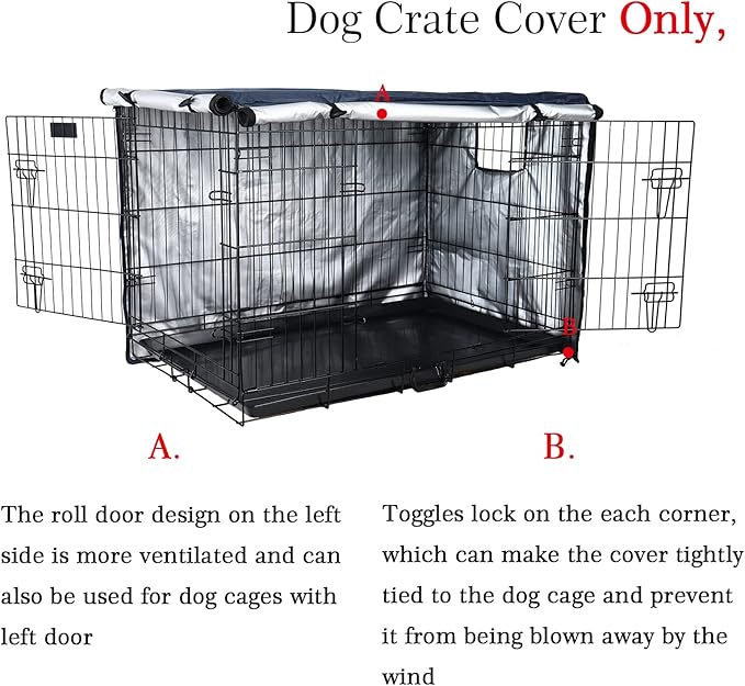Senmortar Double Door Dog Crate Cover Wire Dog Cage Cover Waterproof Durable Lightweight 420D Polyester for Pet Crates Dark Blue 48 inches