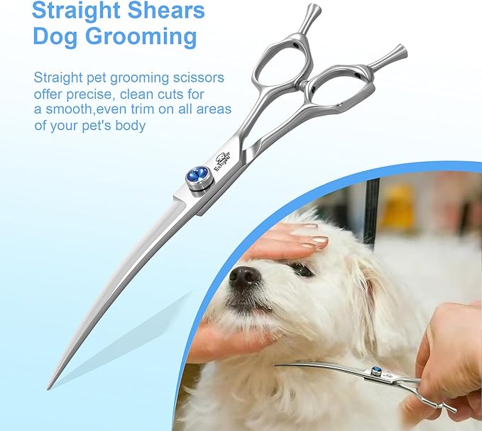 7" Curved Dog Grooming Scissors & Ethyxe 7 Inch Curved Scissors for Dog Grooming