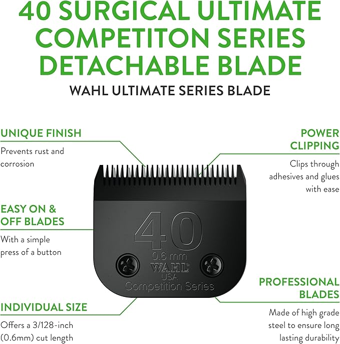 Wahl Professional Animal 40 Surgical Ultimate Competition Series Detachable Blade with 3/128-Inch Cut Length (2352-500)