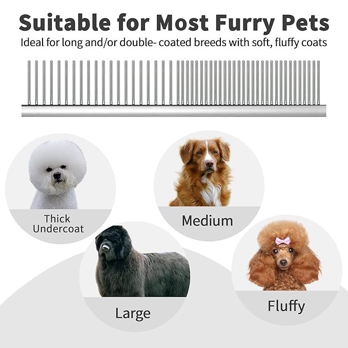 Large Slicker Brush & Green-comb Value Kit, Extra Long Pin Dog Grooming Brush for Curly Hair Goldendoodles, Removes Long and Loose Hair & Undercoat