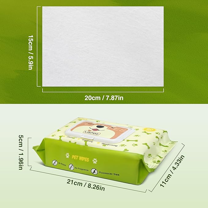 Unscented Hypoallergenic Pet Wipes - Deodorizing Cleaning Wipes for Dogs & Cats, Alcohol-Free & pH Balanced, Thick & Large Wipes for Paws, Body, Bum & Face, (320 Count, More favorable)