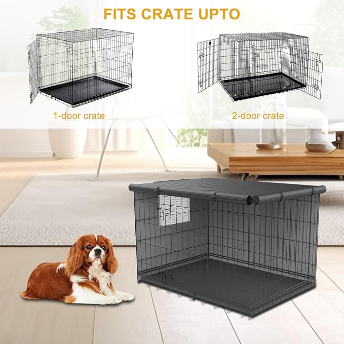 Dog Crate Cover-Double Door,Dog Kennel Cover,Crate Covers for Dog Cages-24 30 36 42 48 inches- Heavy Duty Polyester Pet Kennel Cover Universal Fit for Wire Dog Crate (42.0" L x 28.0" W x 30.0" H)